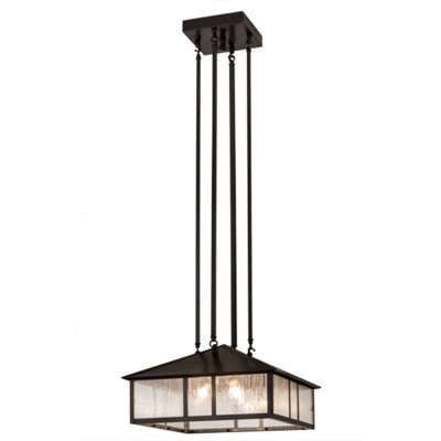 Luminaire suspendu carré / rectangulaire brun à 3 lumières Kroeker