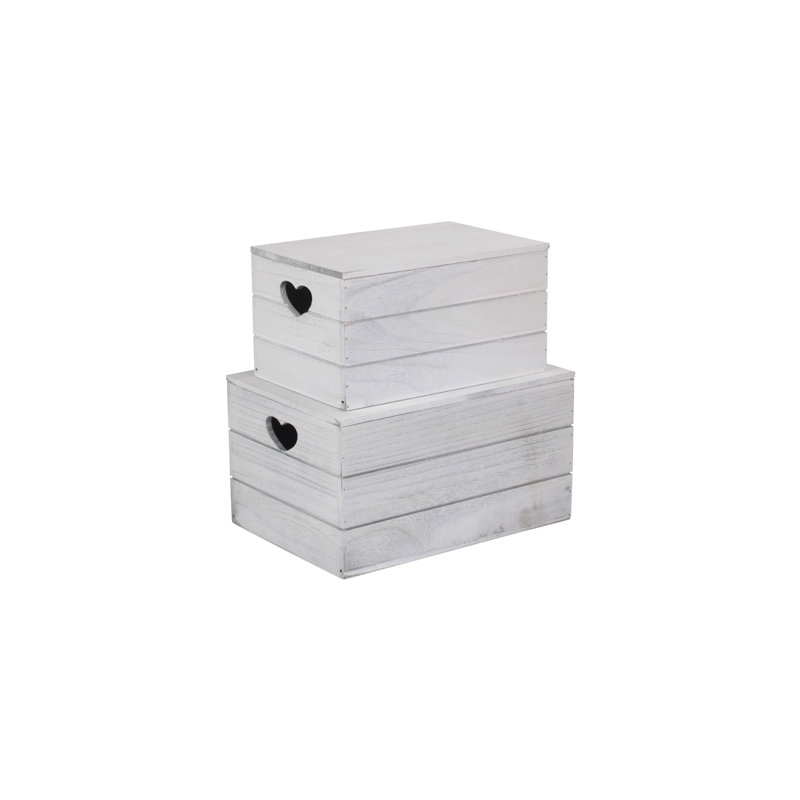 Effect Heart Cut-Out Box Set 2, White Wash