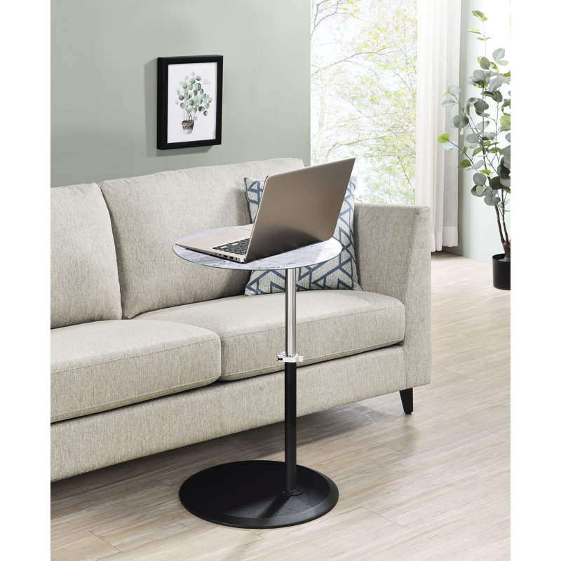 Gray Marble Textured Top 15.5" Orbit End Table With Adjustable Height Function - Chic Furniture Desk Surface Area Feature Quality Aspect Modern Touch Option Choice