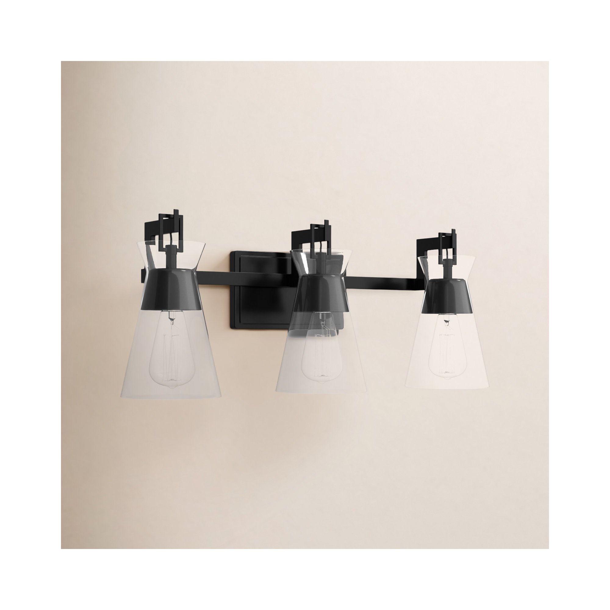 Kesia Bathroom Vanity Light, Brass, 3 Lights, 9.5" H x 24" W x 24" D