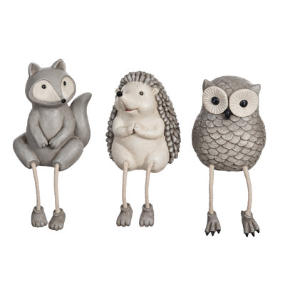 Resin Woodland Critter Shelf Sitters 3 Ass, Gray, Resin, Set of 3, Shelf, Living Room, Spring, Home Decoration