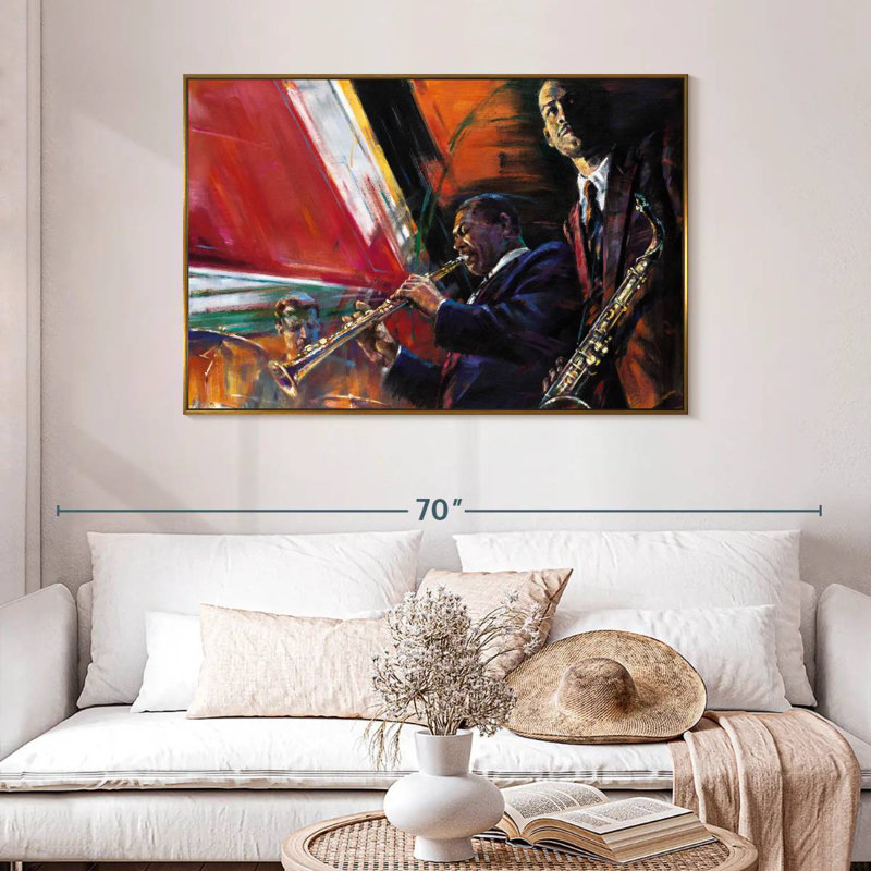 Rouge vif, 46 po x 31 po, Cadre flottant doré