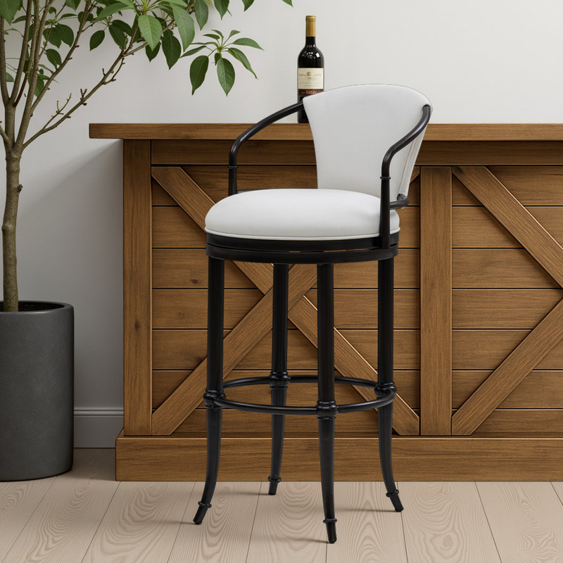 Tabouret de bar rotatif à hauteur de tabouret Conti, Blanc, Tabouret de bar (siège d'une hauteur de 30 po)