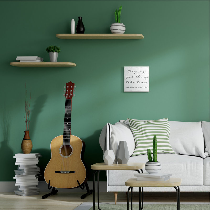 Good Things Always Late phrase beauté inspirante, Bois naturel, H 12 po x l 12 po x P 0,5 po