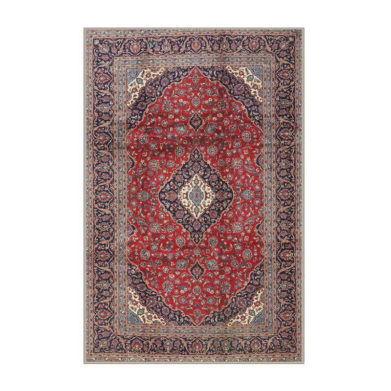Rouge oriental/bleu foncé/beige Libbie Tapis décoratif, Rectangle 5 pi x 7 pi