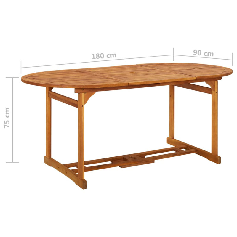 Siyana Oval Acacia Solid Wood Outdoor Dining Table 90 cm D, 75cm H x 180cm W x 90cm D