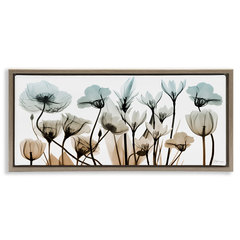 Mélange de fleurs transparentes, H 11 po x l 25 po, Cadre flottant orme Montalcino