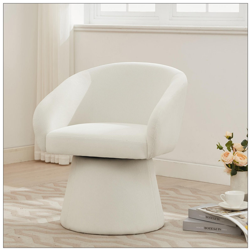Fauteuil d'appoint pivotant en velours côtelé Corduroy, Velours côtelé beige