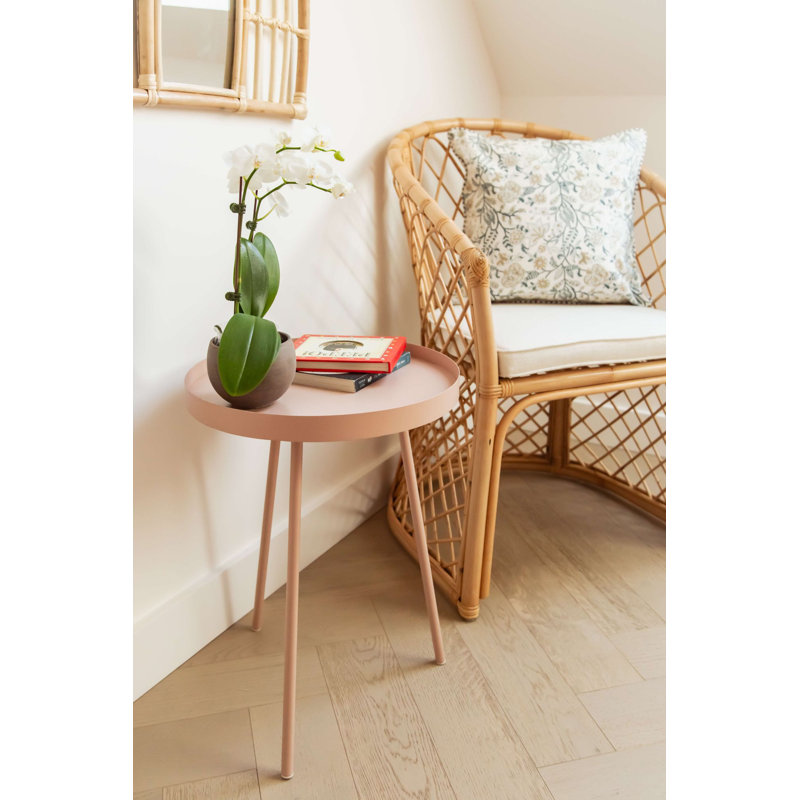 Table d'appoint ronde en métal rose
