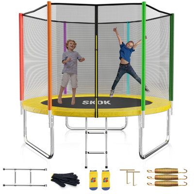 SKOK 8FT Trampoline with 400LBS Capacity and Ladder for Kids&Adults, Waterproof and Heavy Duty, Outdoor/Indoor, Colorful