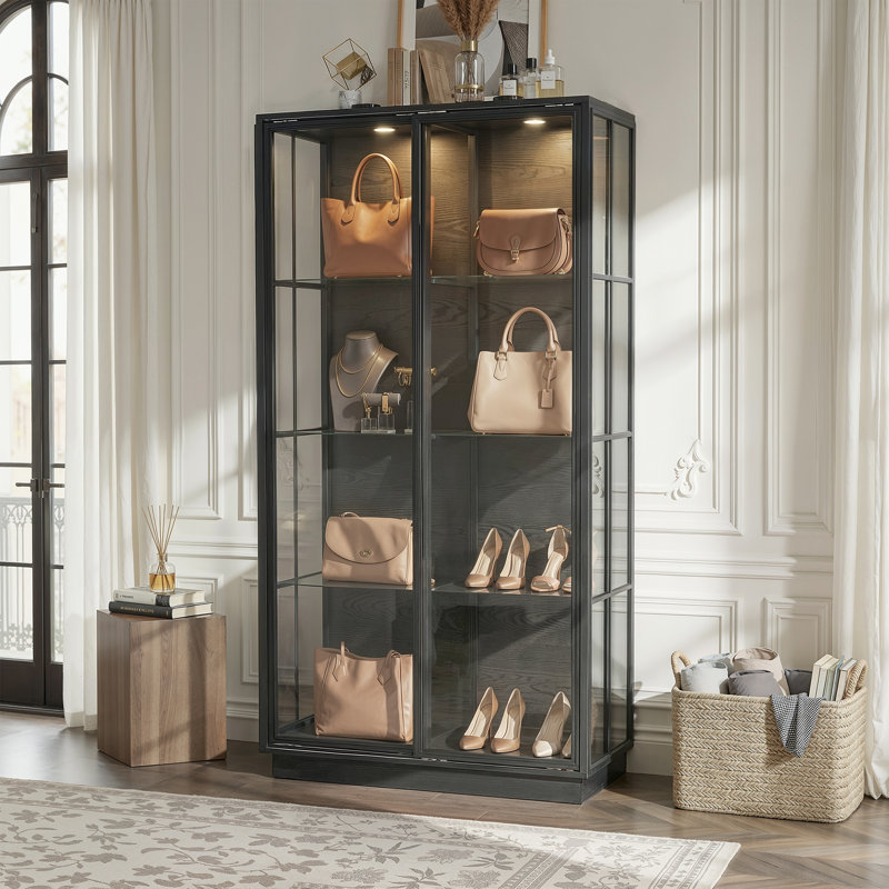 Vitrine à porte coulissante avec éclairage DEL chaleureux