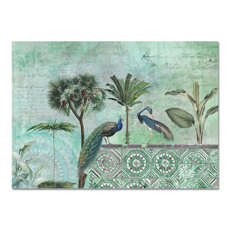 Pavone E Gru by Andrea Haase - Unframed Painting, 70cm H x 100cm W