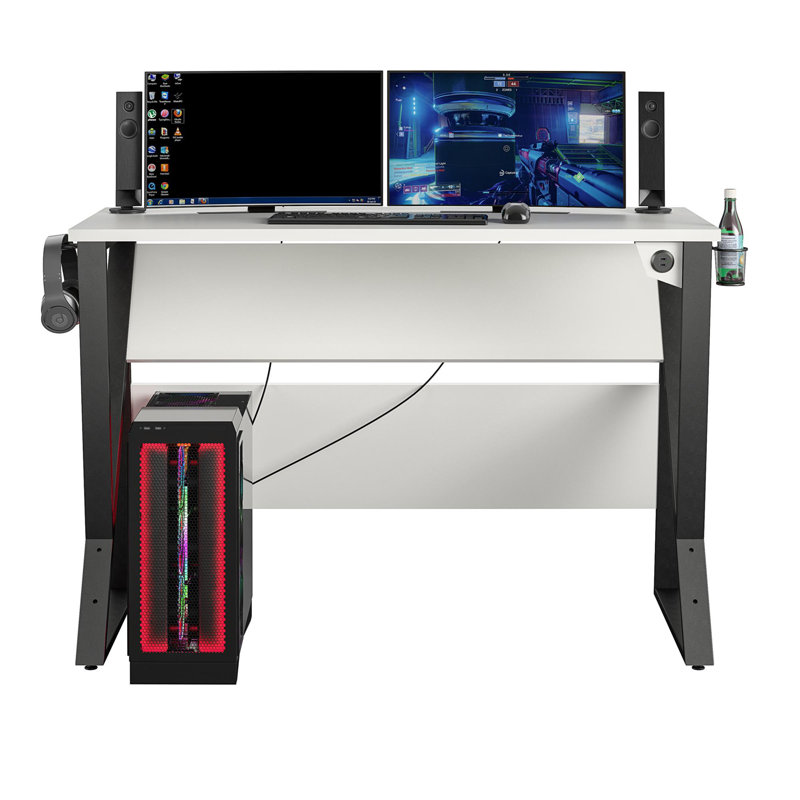 Bureau de jeu à hauteur réglable Genesis, Blanc