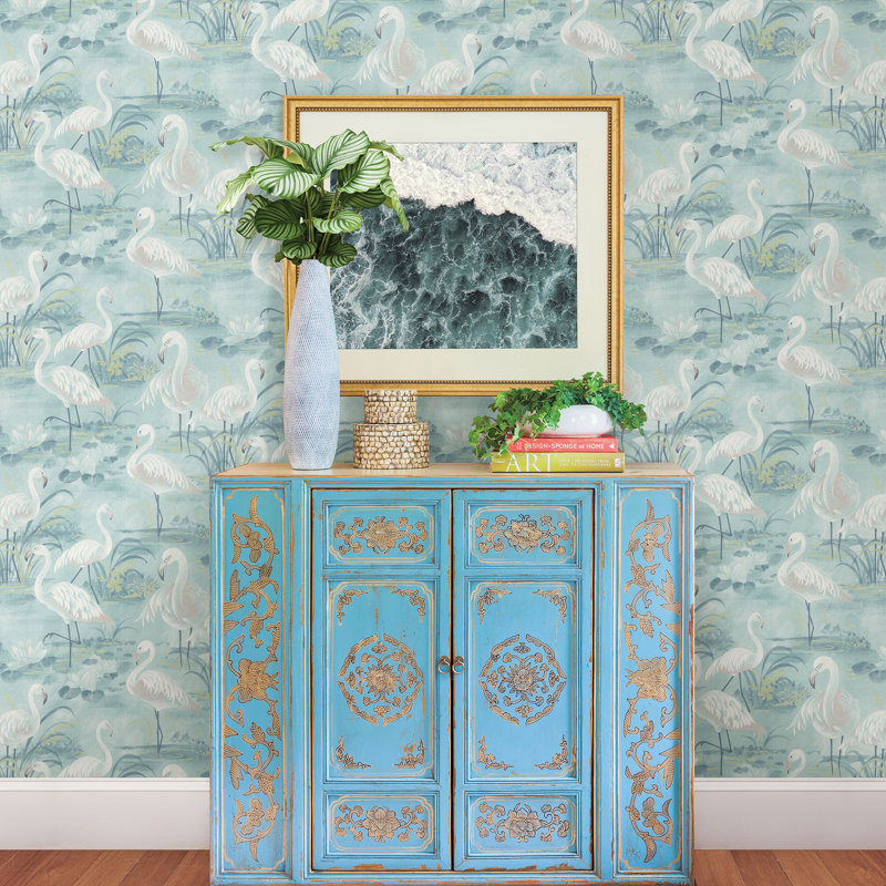 Georgio 33' L x 20.5" W Non-Woven Wallpaper Roll, Aqua