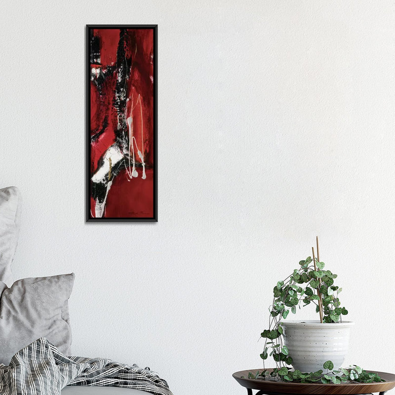 «Tango I», impression sur toile tendue, H 36 po x l 12 po x P 1,5 po, Papier avec cadre noir