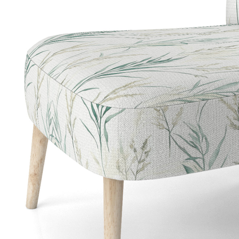 Chaise rembourrée Coastal Green, Chaise d'appoint sans accoudoirs