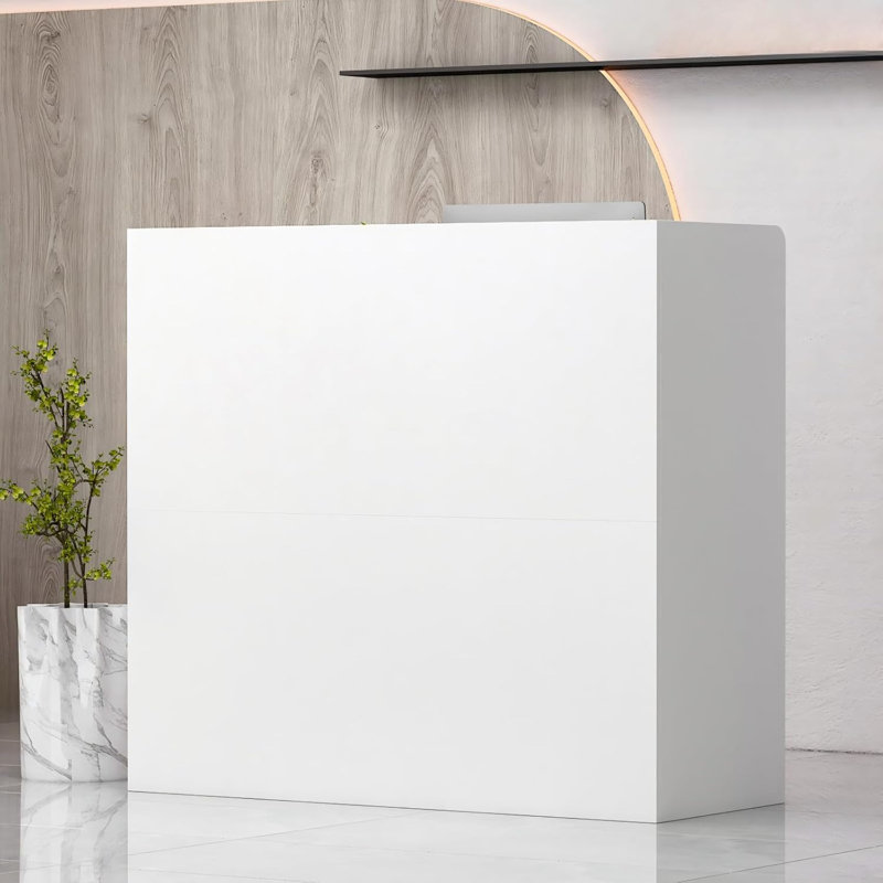 Camyah Rectangle Manufactured Wood Reception Desk, White