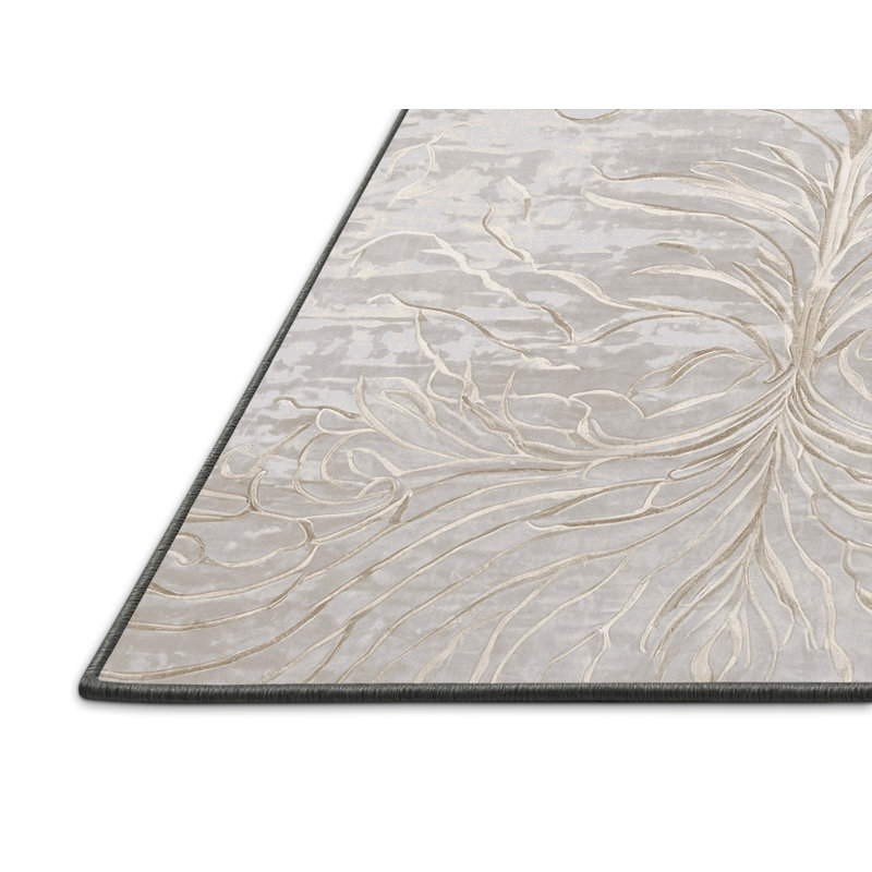 Tapis gris soyeux et moelleux, Rectangle 7 pi x 9 pi