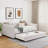 Upholstered Daybed with Vertical Channel Tufting, Pull-Out Trundle, Linen Beige, 3-in-1 Sofa Sleeper-406714410