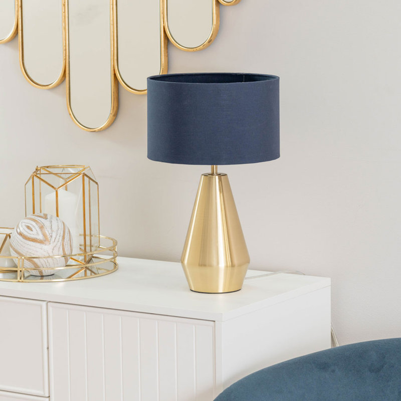 Metal Table Lamp, Navy Blue, Gold, Yes