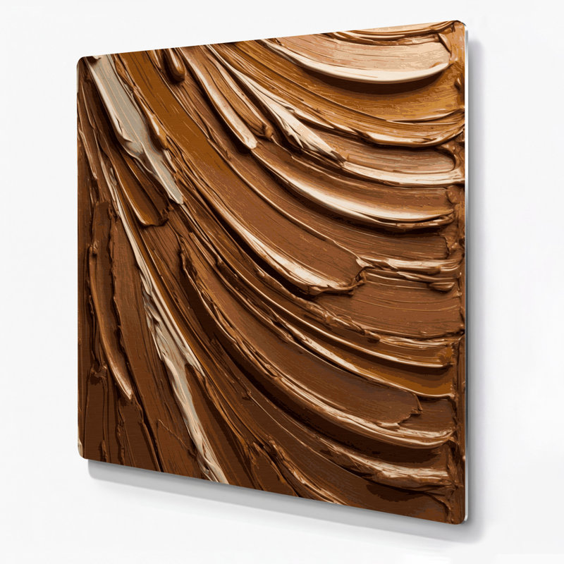 Art mural abstrait en métal brun 77, H 16 po x l 16 po