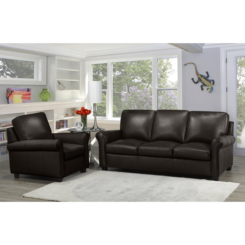 Canapé Ambrie, Cuir moka, H 36 po x l 80 po x P 37 po