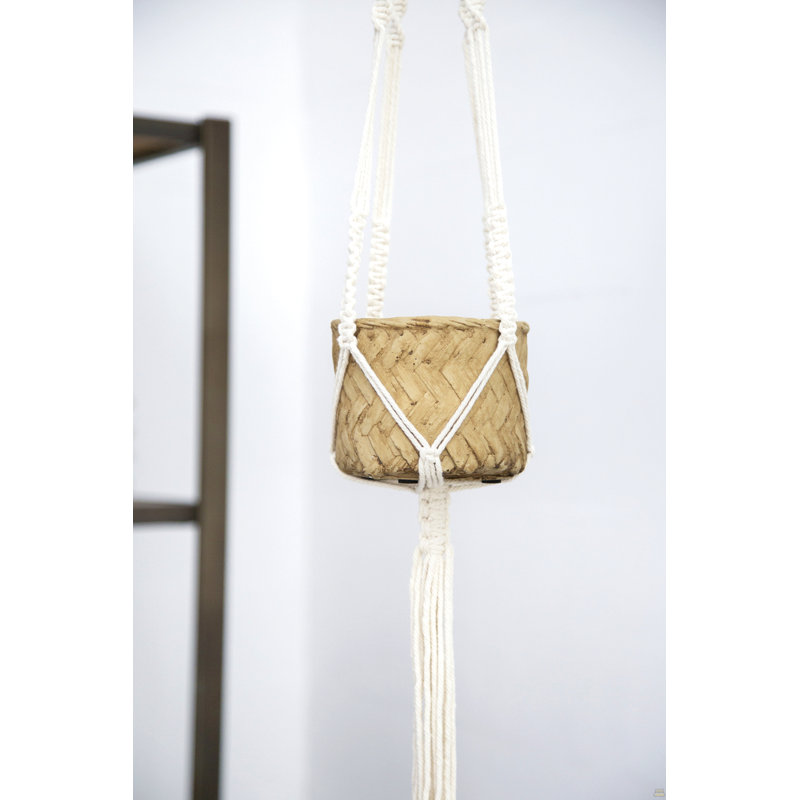 Set Of 2, 5X5x4.5" Hanging Planter With Cotton Hanger, Bohemian Style