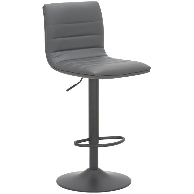 Pemberly Swivel Upholstered Adjustable Height Counter Stool with Metal Frame, Charcoal