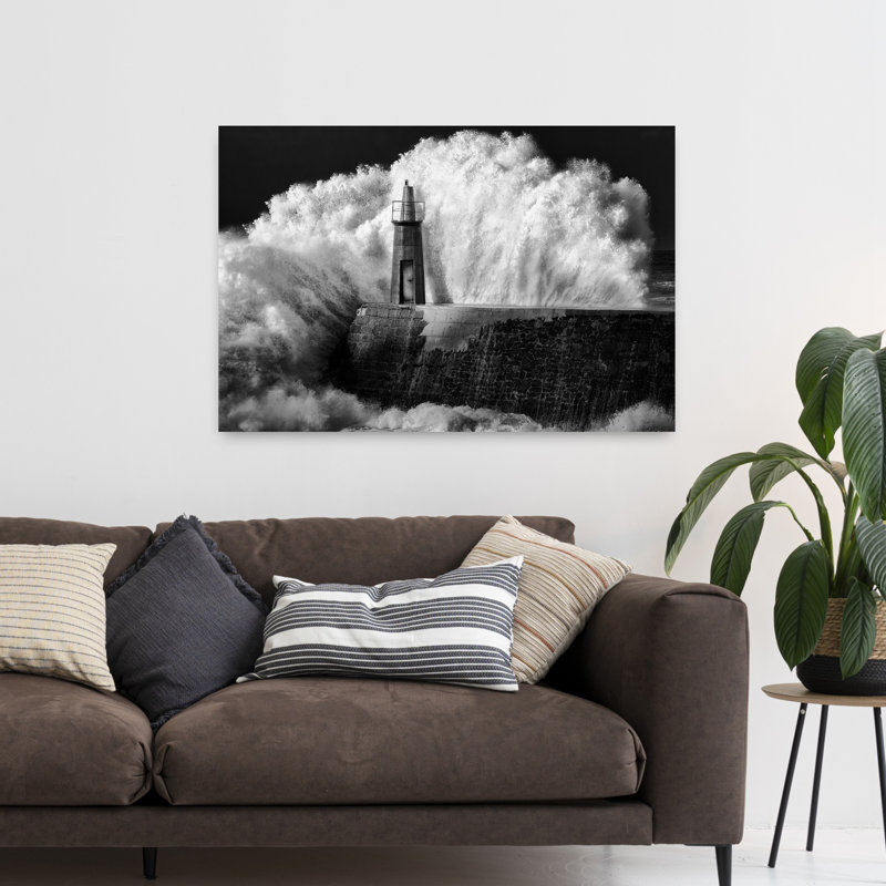 Art contemporain, paysage côtier abstrait, H 32 po x l 48 po