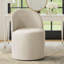 Fauteuil de coiffeuse pivotant en lin avec roues cachées-1460442821