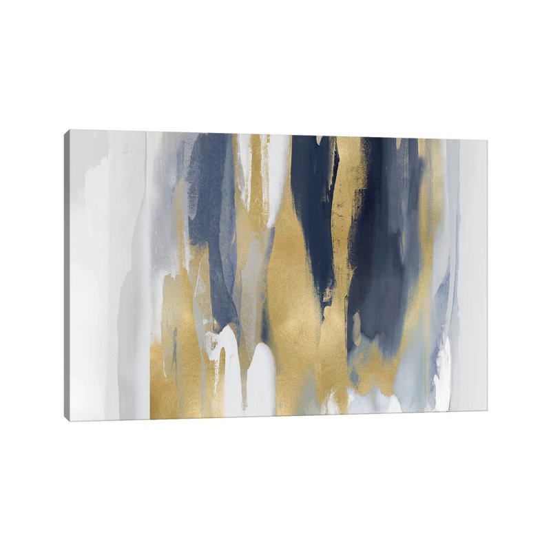 Echoes In Blue And Gold II by Jackie Hanson - Wrapped Canvas Print, 20.32 cm H x 30.48 cm W