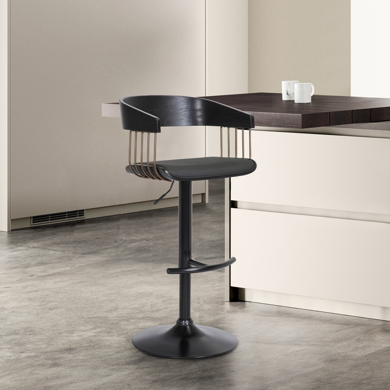 Tabouret de bar pivotant à hauteur réglable Fouke, Noir / Bronze doré, Noir