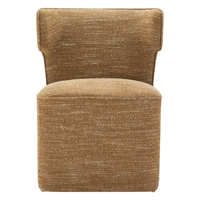 Chaise rembourrée avec roulettes Sardinia, Boucle moutarde moelleuse