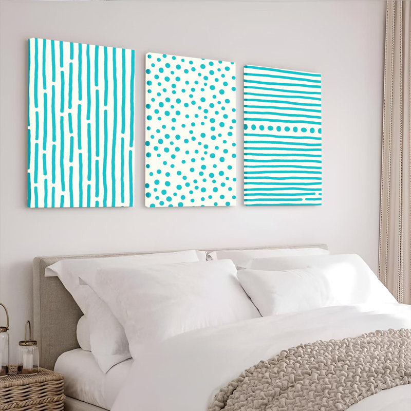 Ensemble de 3 reproductions d'art abstrait sur toile à motif géométrique abstrait, H 18 po x l 36 po