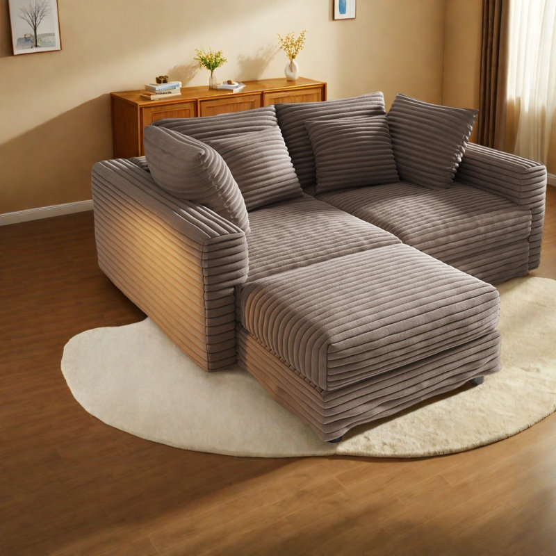 Canapé modulaire en velours côtelé 102,4 po