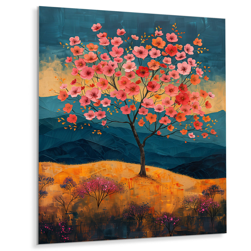 Radiant rose bleu cerisier en fleurs I - art mural cerisier en fleurs, Cadre photo noir, H 16 po x l 32 po