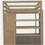 Lit mezzanine en bois pleine grandeur avec garde-robe intégrée, bureau, tablettes de rangement et tiroirs, noyer (ancien SKU: GX000466AAD)