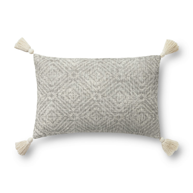 Housse de coussin rectangulaire en coton Frison Tribal Diamond, Gris clair, Duvet