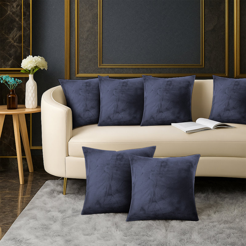 Elegant Decorative Throw Pillow Case For Sofa, Couch & Bedroom -Set Of 6, Charcoal