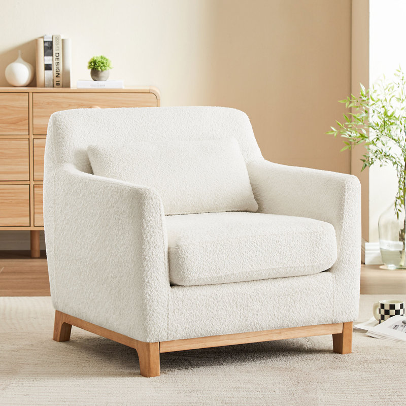 Fauteuil 31,5 po Jazmere, Boucle blanc, Naturel