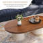 Table basse 51,2 po moderne brune ovale à 2 pieds avec placage en bois massif pour le salon