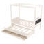 Lit à baldaquin simple avec lit gigogne et 3 tiroirs, tête de lit tapissier, rangement et assemblage facile, beige-2001292038-2001292032