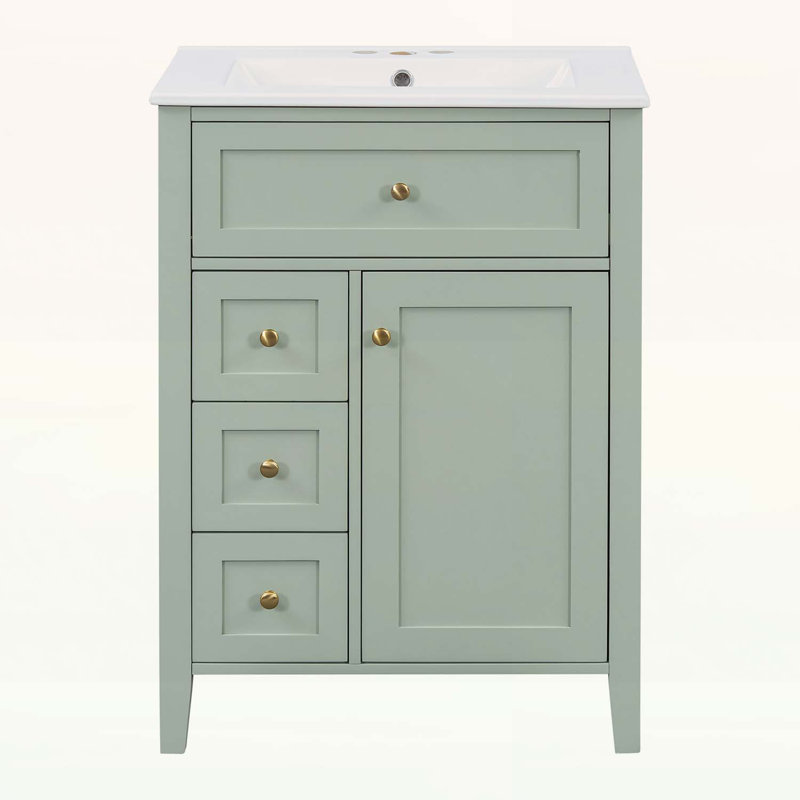 Modern Bathroom Vanity with Sink,3 Drawers,Space-Saving Design, Green