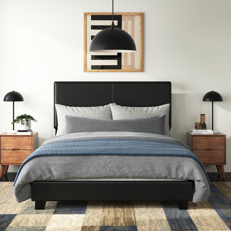 Clu Faux Leather Upholstered California King Bed Black, California King, Black