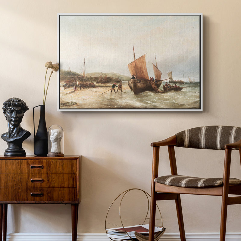 «Vintage Nautical Print-CXL» sur, Toile encadrée flottée blanche, H 17 po x l 25 po x P 2 po