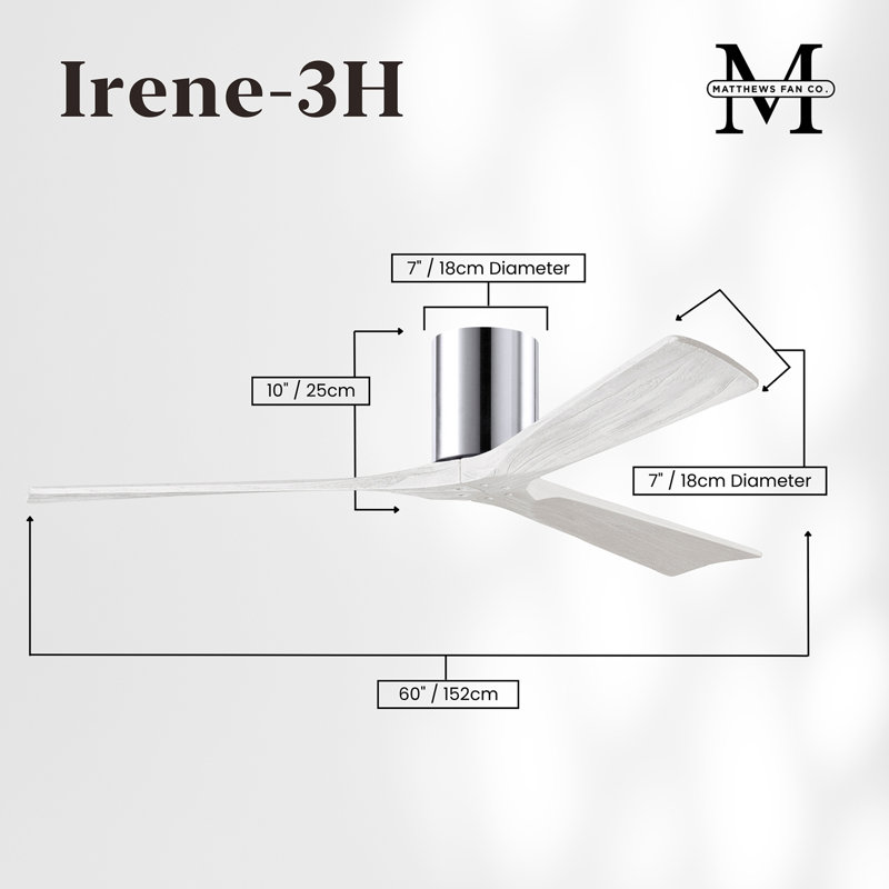 Irene Ceiling Fan, Polished Chrome, Matte White, 60"
