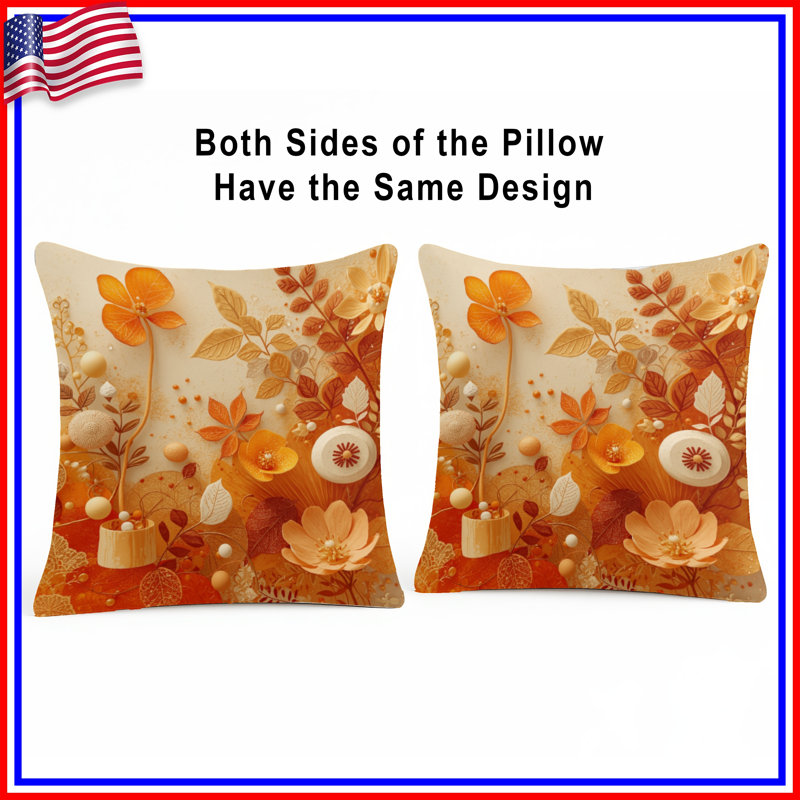 Autumn Floral Arrangement Double Sided Throw Pillows, 18 x 18 inches