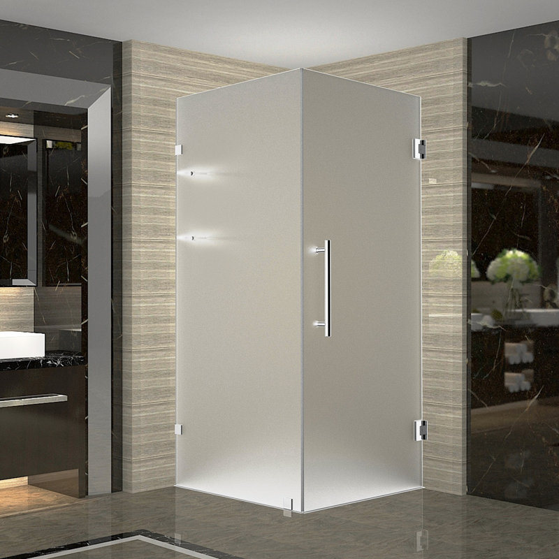 Porte de douche à charnière sans cadre 34 po x 72 po Aquadica GS, Chrome chrome