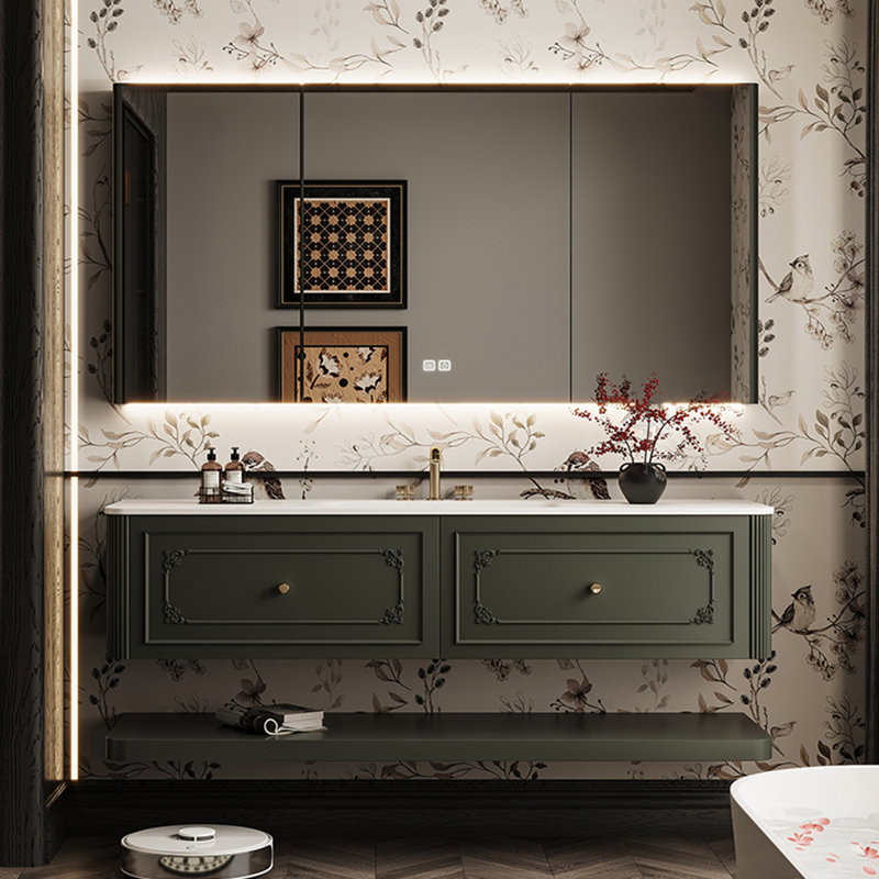 American-style light luxury bathroom cabinet, Green, 18.35" H x 47.24" W x 21.65" D