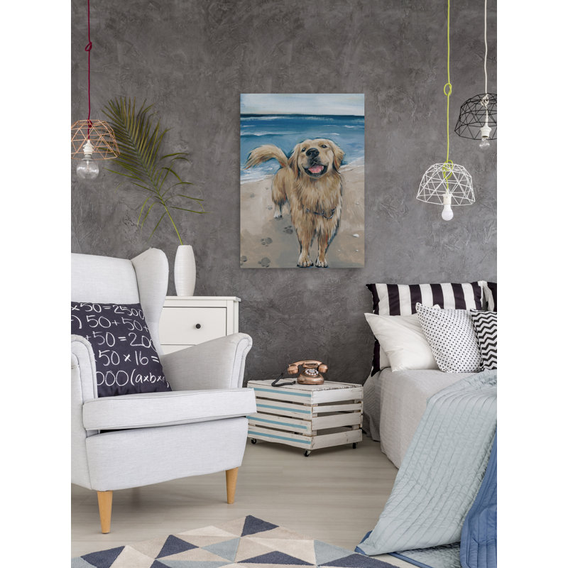 Happy Doggie by Parvez Taj - Wrapped Canvas Painting, 66 cm H x 45 cm W x 2 cm D